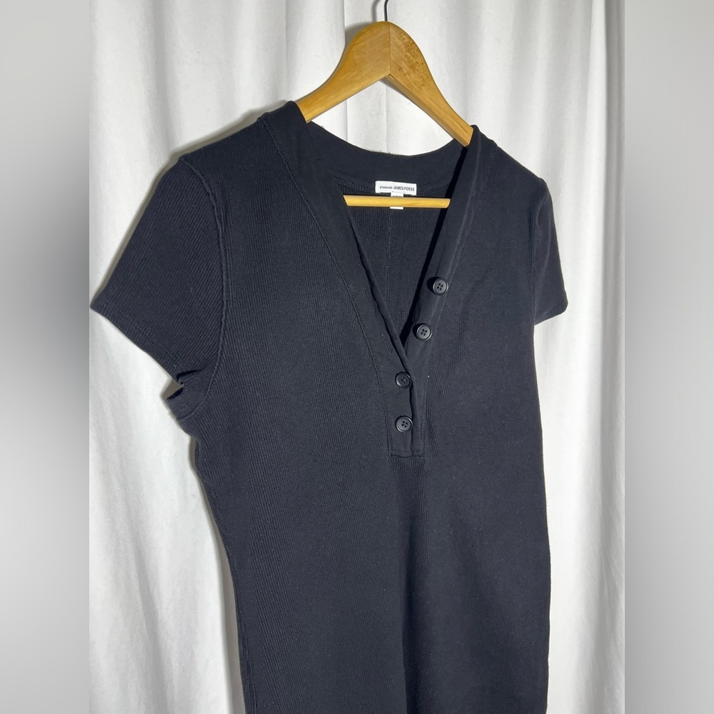 James Perse Standard Rib Henley Dress | 4 - Picture 2 of 8